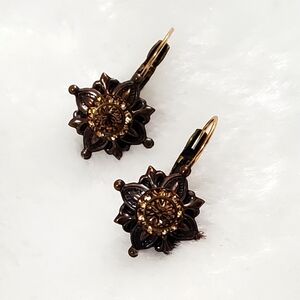 Elegant Copper & Gold Floral Earrings